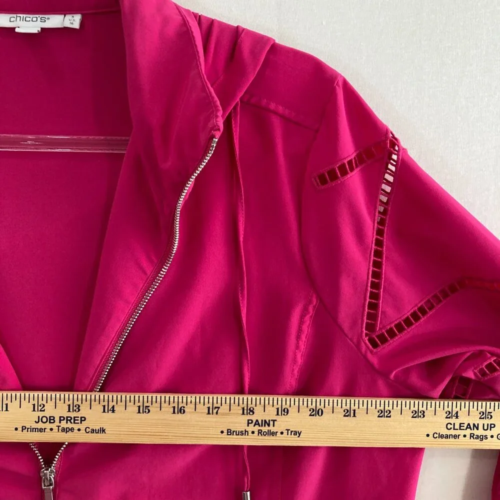 Chico's size 16 Pink Zenergy UPF‎ 50 Sun Protection Neema Lattice Jacket Active
